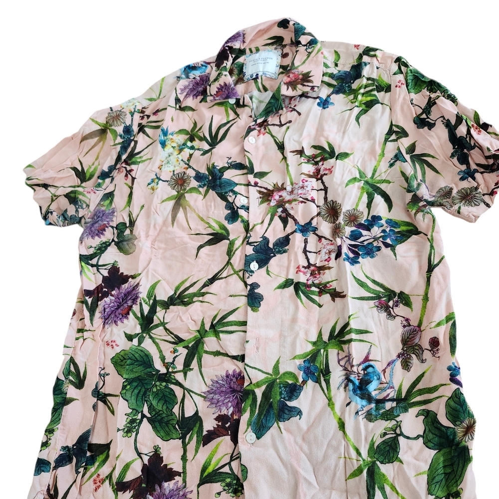 Denim & Flower Ricky Singh Floral Shirt. Pink.  Size Small